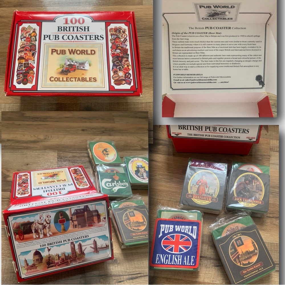 🍻100 British Pub Coasters Pub World Collectibles New in Box